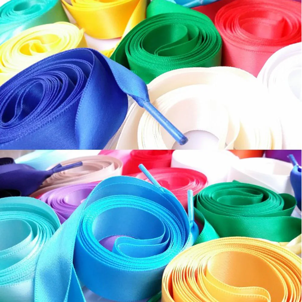 

1 Pair 140cm Shoelaces Candy Color Flat Silk Ribbon Shoelaces Sneaker Shoe Strings 2cm Wide Shoelaces Ribbon Solid Color Hot