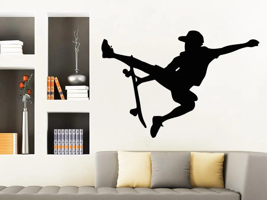 

Boys Sports Skateboarder Wall Decal Athlete Vinyl Stickers Teens Boys Nursery Room Home Decor Wallpaper Art Bedroom Mural NY-345