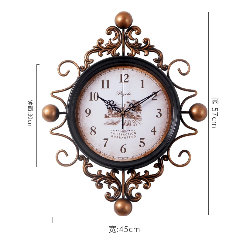Floral Handmade Wrought Wall Clock Color:B-45X57cm