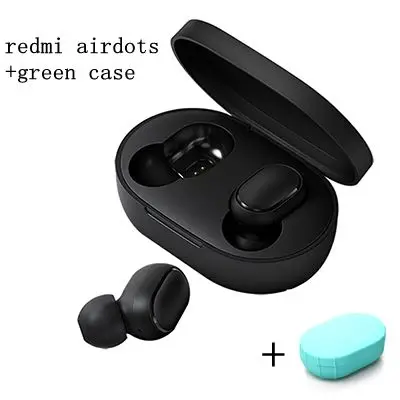 Беспроводные bluetooth-наушники Xiaomi Redmi Airdots TWS, водонепроницаемые, в уши, стерео, басы, наушники BT 5,0 AI, управление громкой связью, наушники - Цвет: Add green case