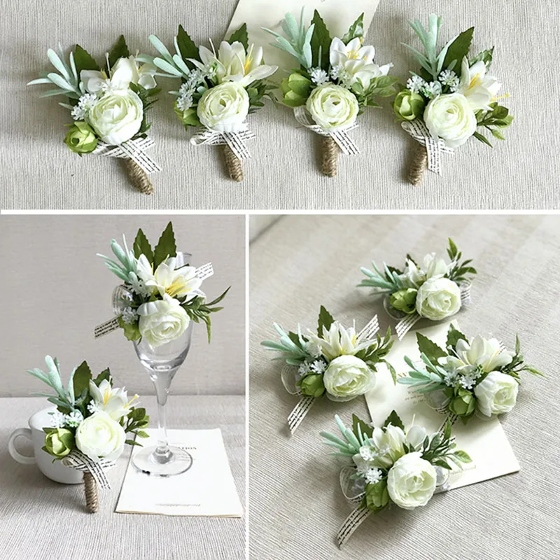 wedding corsage boutonniere white  (2)