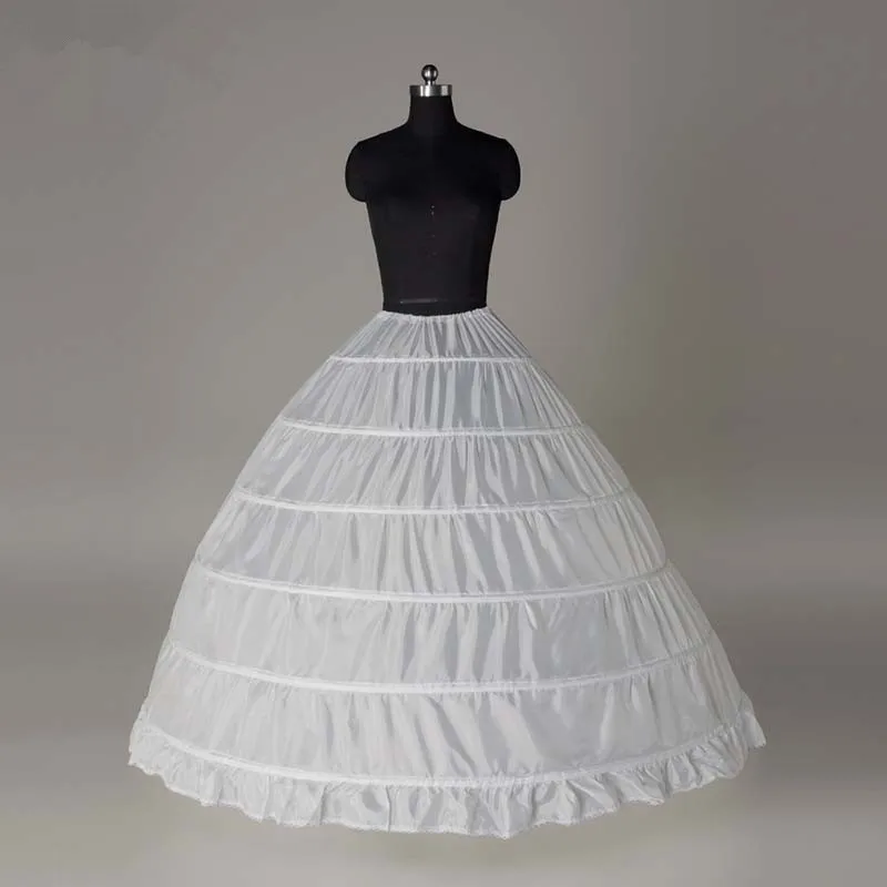 In Stock 6 Hoops Ball Gown Wedding Petticoats Adjustable Waist Crinoline Slip Underskirt Bridal Wedding Accessories