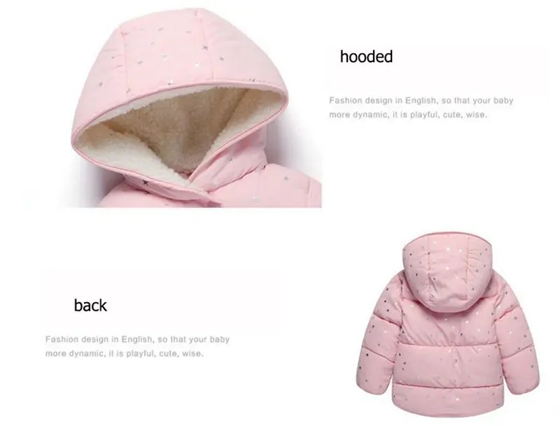 COOTELILI 70-120cm Fashion Star Printing Winter Jackets Girls Boys Fleece Velvet Children's Winter Jackets Coat Parkas For Girls (9)