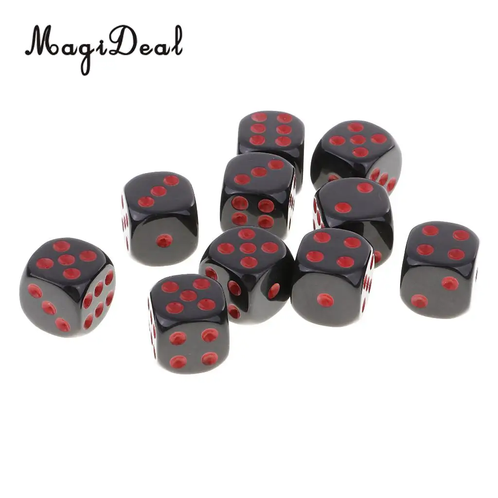 MagiDeal Durable 10Pcs Plastic D6 Dice Set for Dungeons& Dragons RPG Table Board Game Party Club Pub Dice Accessory 3 Colors