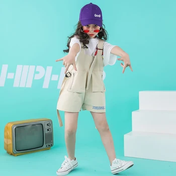 

Kid Hip Hop Clothing Oversized Loose T Shirt Tops Overall Shorts Rompers for Girl Boy Jazz Dance Costume Wear Ballroom Clothes