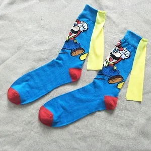 Носки до колена с накидкой «Супер Марио» для женщин и мужчин; носки для костюмированной вечеринки с героями мультфильмов; носки с героями мультфильмов «Донки Конг Марио»; повседневные носки для взрослых - Цвет: Super Mario-3