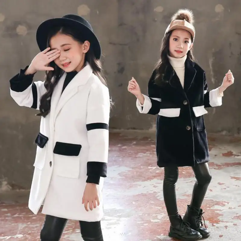 

2018 Winter Jacket For Girls Baby Toddler Teenage Girls Christmas Wool Coat Long Kids Children's Outerwear Manteau Fille 12 Ans