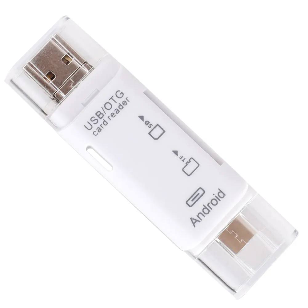 Адаптер для карт type C и Micro USB OTG 3 в 1 USB-C-ридер флеш-накопитель TF разъем для чтения мобильного телефона ПК Mac компьютера - Цвет: White