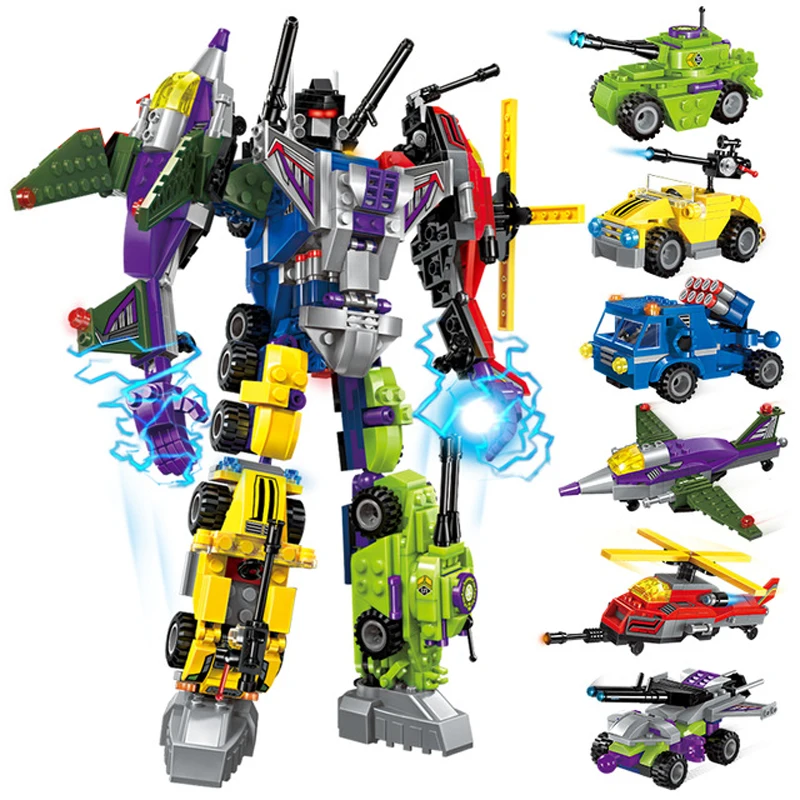 

Transformation Robot Figures Building Bricks Enlighten 1404 Mecha 6in1 Building Blocks Action Toy Compatible wange