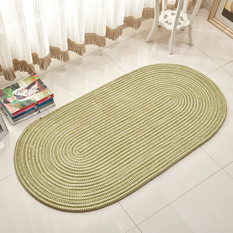 

Handmade Knit Oval Carpets Bedroom Bedside Rugs Hallway Kitchen Runner Rug Carpets For Living Room Children Play Floor Door Mat