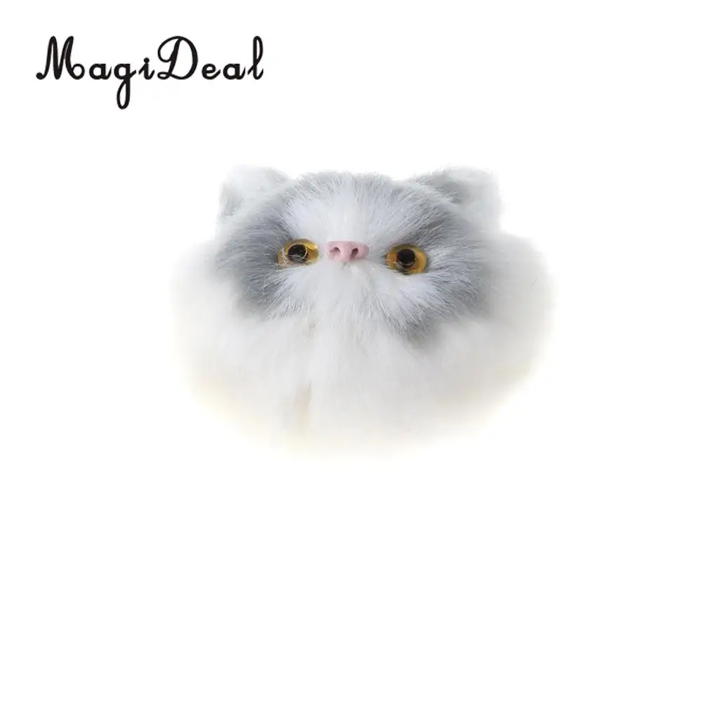 MagiDeal Small Cute Cat Model Simulation, Animal Plush Doll Brooch, Creative DIY Cellphone Shell Accessory, Kids Toy