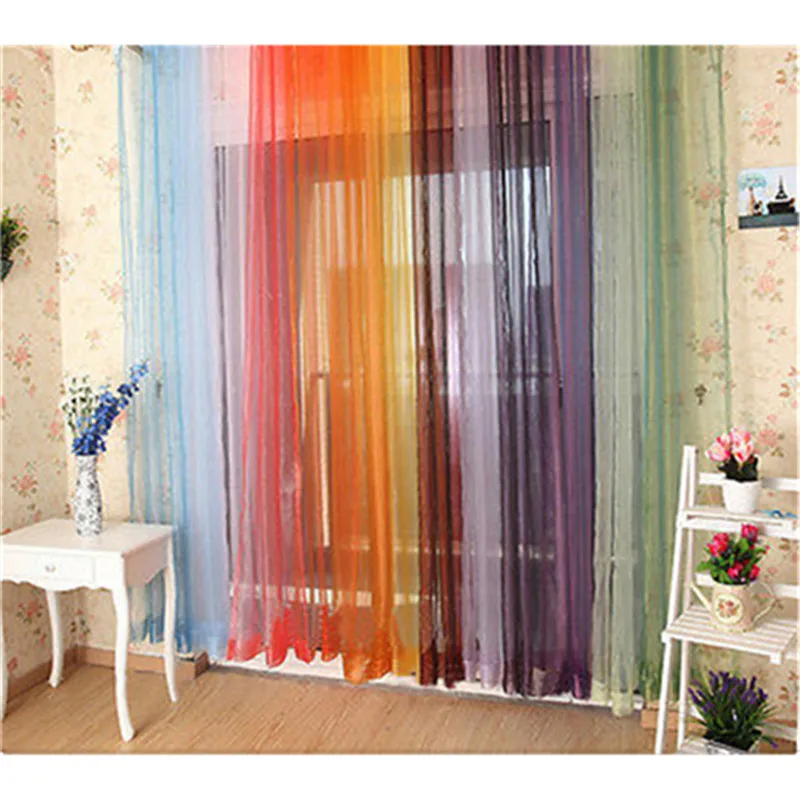 

Fashion 1Pc 100*270cm Door Sheer Window Balcony Panel Screen Treatment Curtain voile Gauze Curtain for Living Room