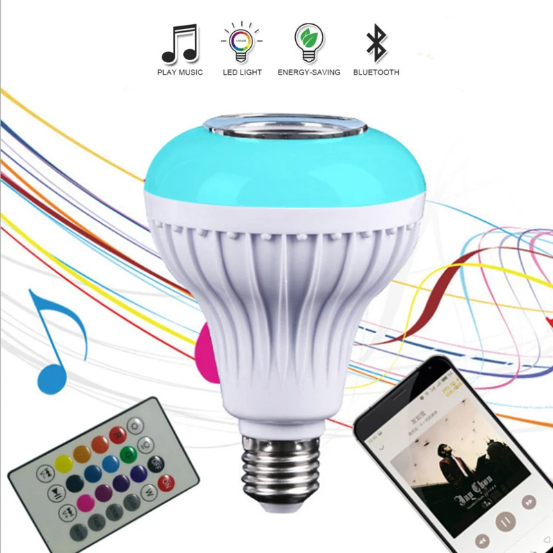 RAZEND Smart RGBW Wireless Bluetooth Speaker Bulb Music Playing Dimmable 12W E27 LED Bulb Light