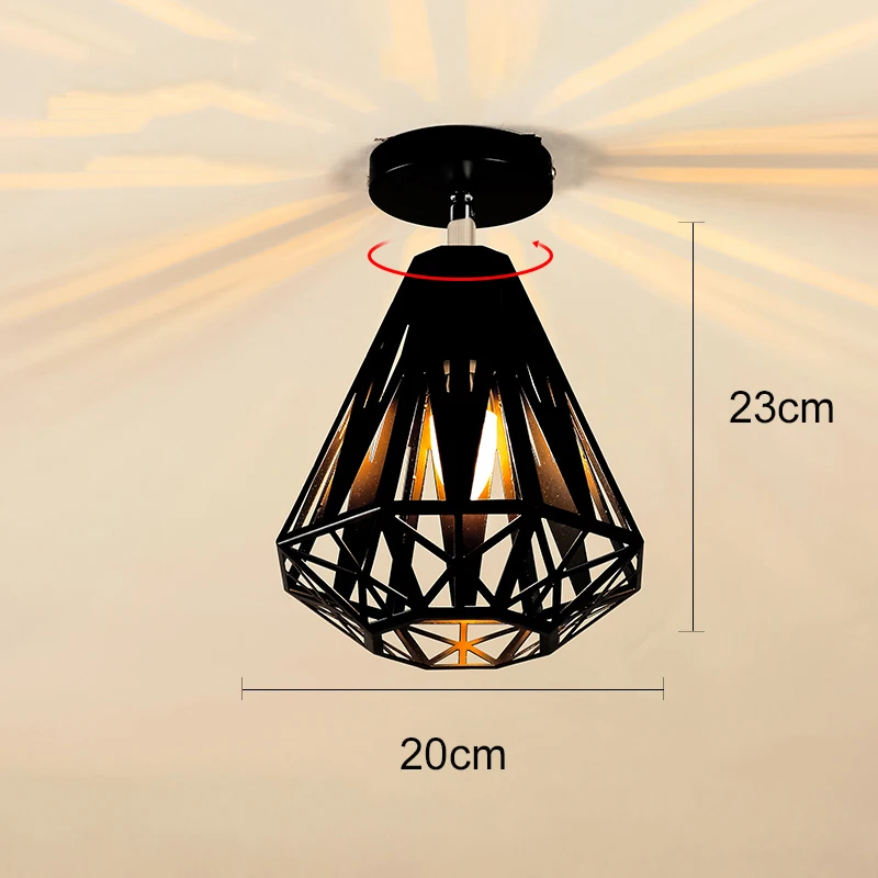 Винтажные светодиодные потолочные светильники, современный промышленный потолочный светильник, плафон, клетка, плафон для столовой, кухни, коридора, балкона - Цвет корпуса: Type 22 No bulb