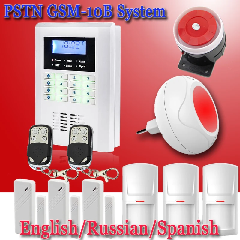 

Quad-Bands Voice Prompt Intelligent Wireless Wired LCD Keyboard GSM PSTN Wireless Flash  Siren Home Alarm System Auto Dialer