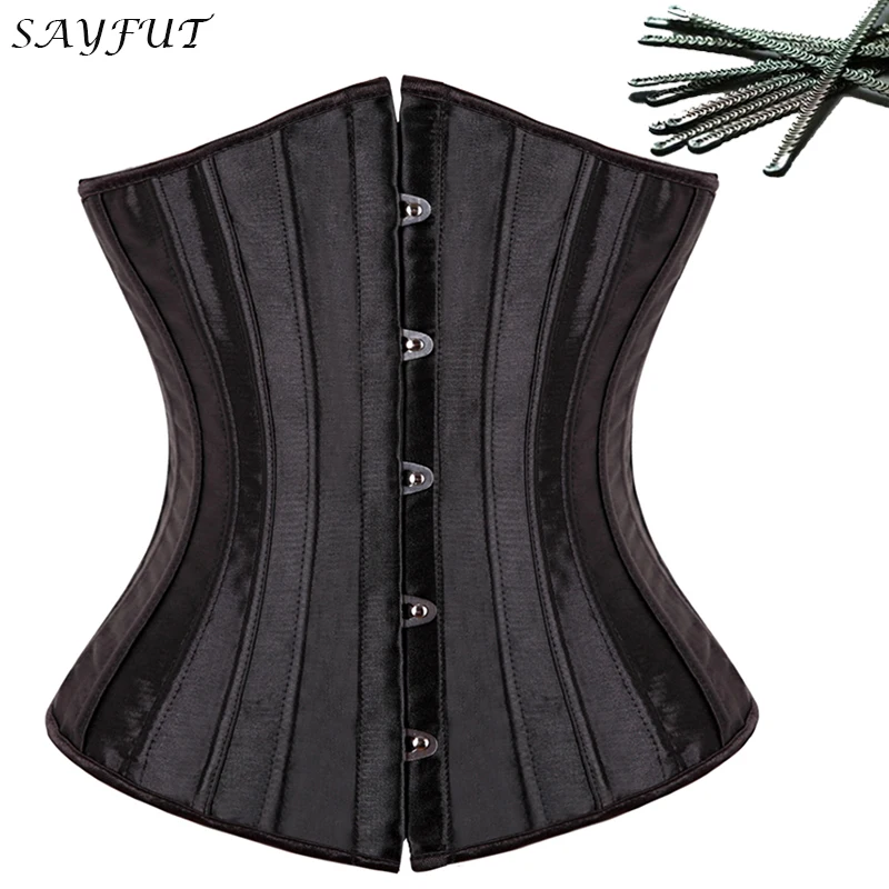 X Hot 28 Spiral Steel Boned Women Waist Trainer Corsets And Bustiers Body Cincher Black/Beige Plus Size Underbust Top Lingerie X Hot 28 Spiral Steel Boned Women Waist Trainer Corsets And Bustiers Body Cincher Black/Beige Plus Size Underbust Top Lingerie