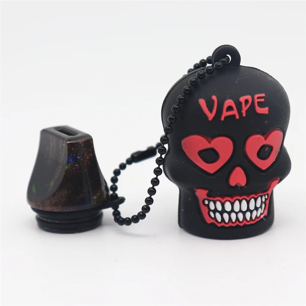

skullvape 810 Resin Silicone Flat Mouth Dropper 810 drip tip with skull dust cap