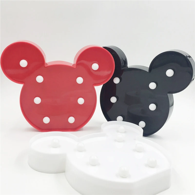  Leedome 3D Romantic Lamp LED Night Light Mickey Style Lamp Marquee Home Christmas AA Battery LED Ni - 32989737277