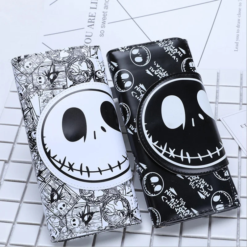 

New Comics Nightmare Before Christmas Wallets 18*8.5cm Long Unisex Thriller Movie Cartoon Jack Skull Purses PU Leather Clutch