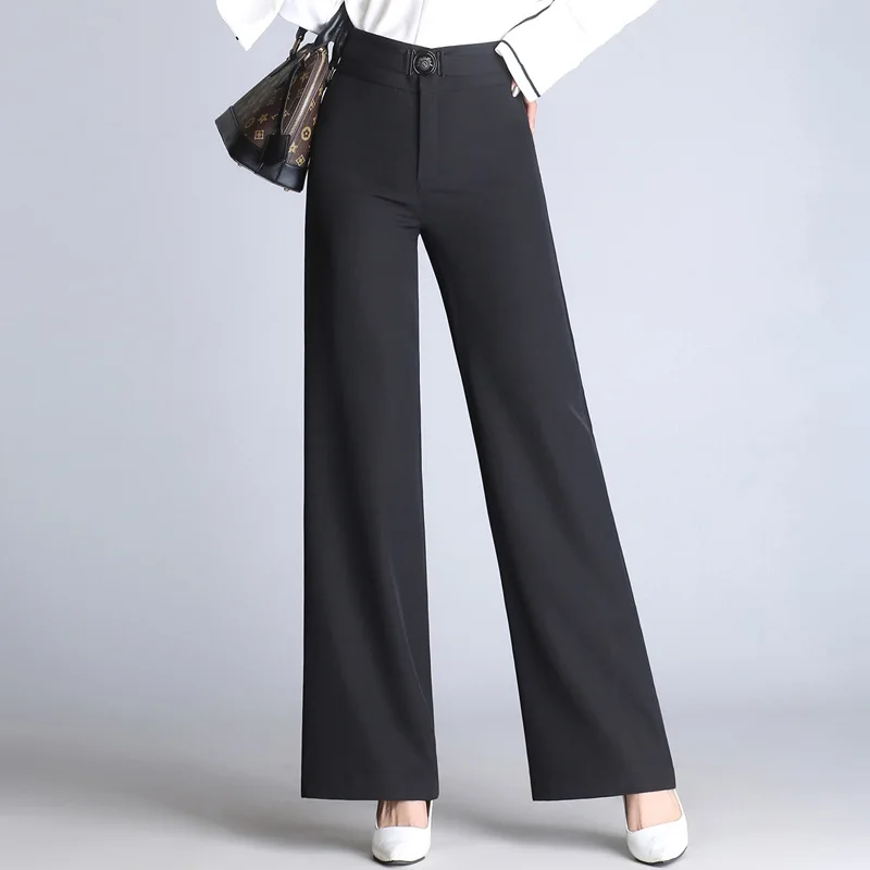 2018 spring autumn high waist rejection trousers Pants hanging large size loose women's trousers black wide leg pants women