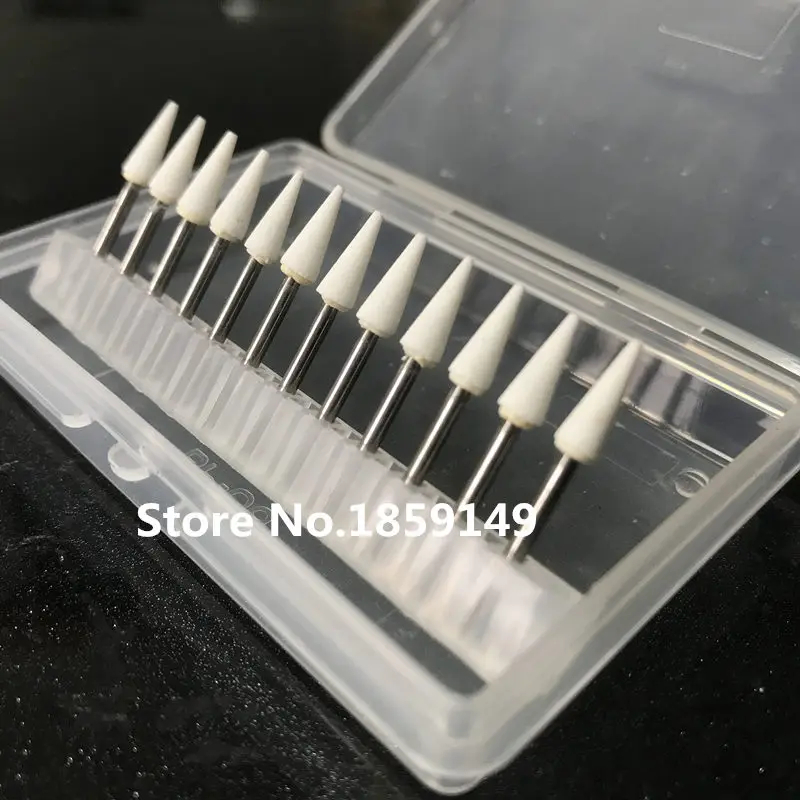 12pcs/box Dental Cone Mounted White Stone Finishing Polishing Stone Fg