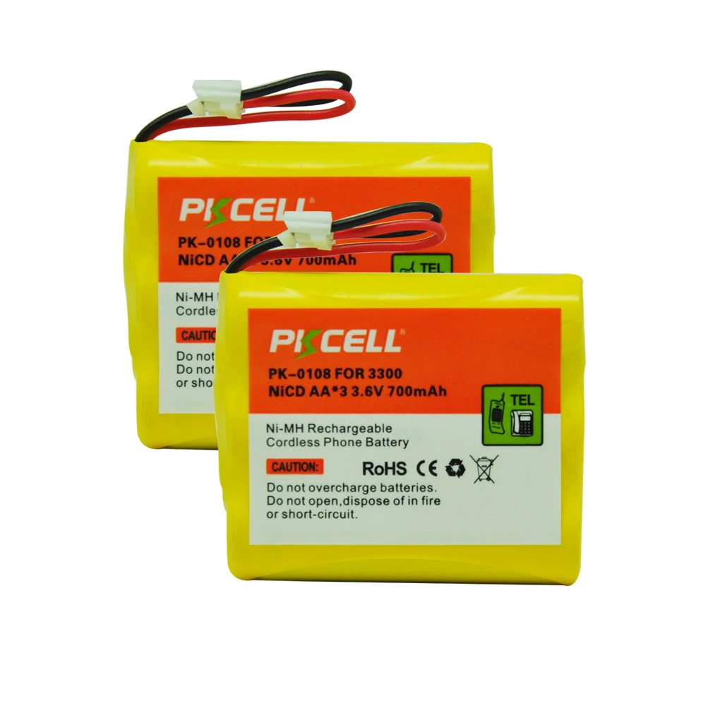 2pcs NICD Batetry 3.6V AA*3 700mAh Cordless Phone rechargeable