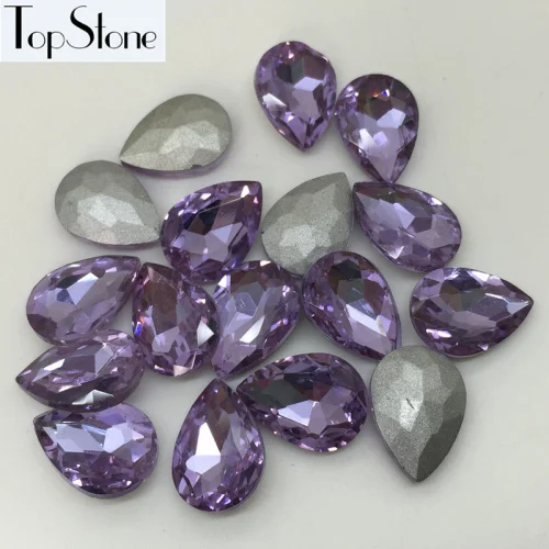 TopStone все размеры Цвета стеклянный кристалл в форме слезы роскошным камнем, остроконечные 7x10mm~ 20x30 мм в форме капель бусины для изготовления ювелирных изделий - Цвет: Violet