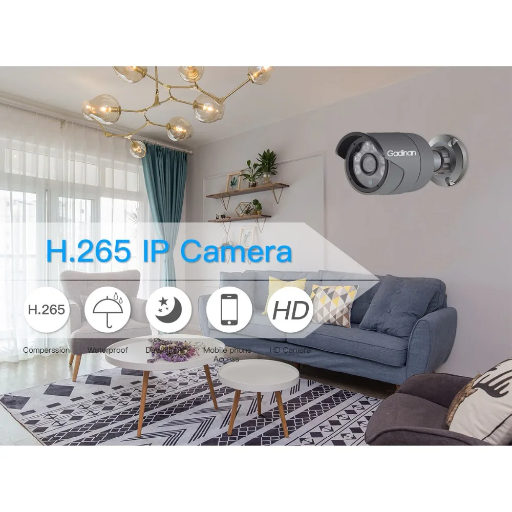 Gadinan H.265 IP камера безопасности POE 3MP аудио запись наружная металлическая