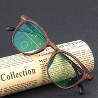 CLARA VIDA Retro Faux wood grain frame Intelligence Progressive Multifocal Commercial Reading Glasses Bifocal +1 +1.25 TO +3 1