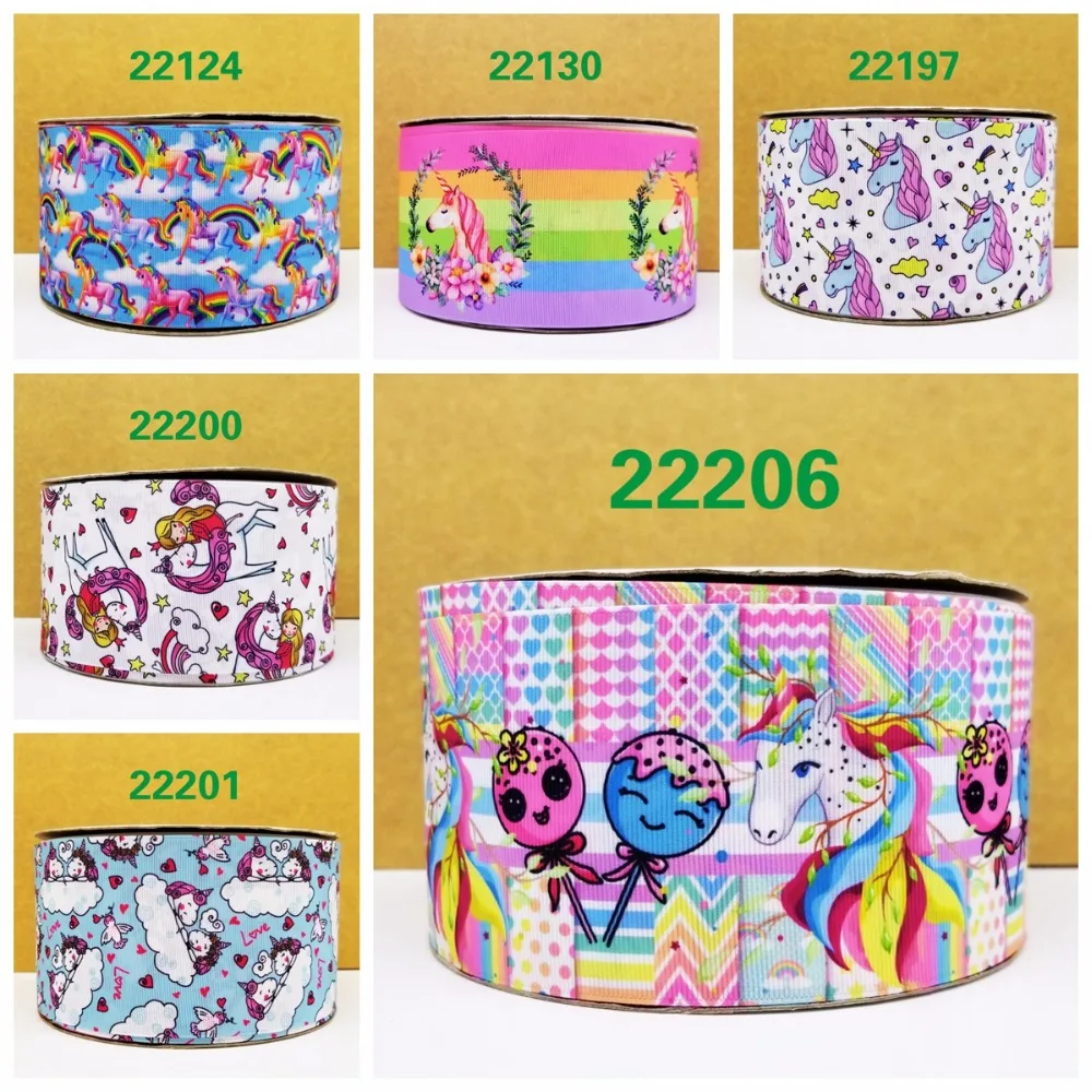 

Free shipping 50 yard per size unicorn ribbon printed grosgrain ribbon 22206