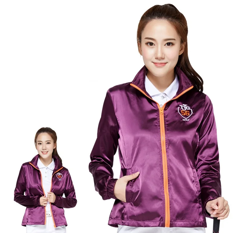 

Women Full Zipper Golf Jacket Outdoor Long Sleeve Windproof Golf Coat Female Running Tennis Windbreaker S-XL D0689