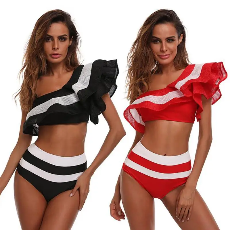 

Women Sexy Swimsuit 2019 New Bikini Set Splicing Color Multi Style Swimwear European Two-Piece Beachwear Monokini Bathing Suit