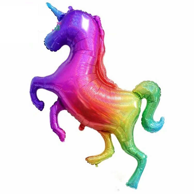 

136x97cm Large Laser Unicorn Balloons Material Rainbow Horse Foil Balloon Baby Birthday Party Wedding Decor Balloon Kids Toys