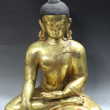 1" Тибет Непал Буддизм Бронзовый 24 К Золото Татхагата Будда Шакьямуни Статуя