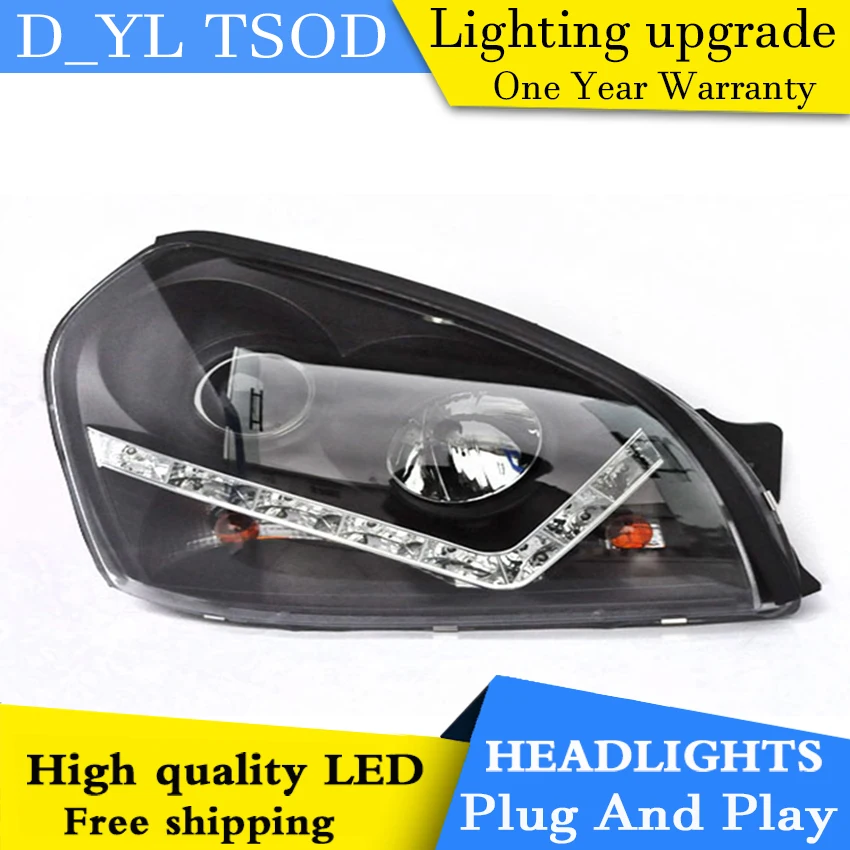 

D_YL Car Styling for Hyundai Tucson Headlights 2005-2009 Tucson LED Headlight DRL Lens Double Beam H7 HID Xenon bi xenon lens