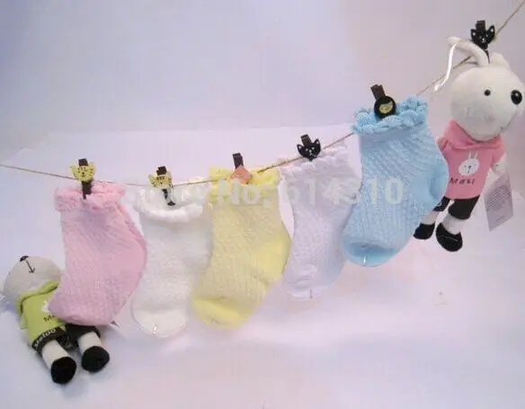 ; 10 пар/лот; сетчатые Носки для маленьких девочек; хлопковые детские тонкие носки; сезон весна-лето; Удобные однотонные детские носки