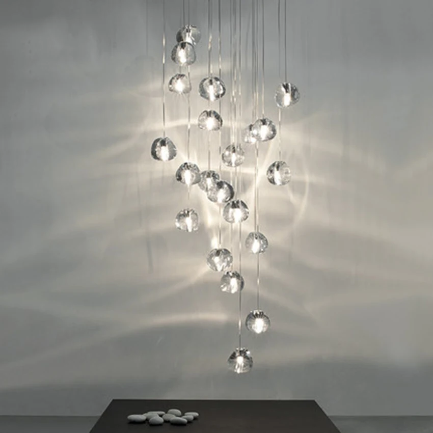 Nordic Led Pendant Lamp Crystal Pendant Lights Modern Stairwell Long Living Room Stair Hanging Lamps Decor Lighting Luminaria