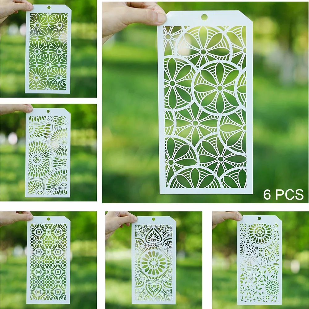 

6 PCS 12*24 cm Seamless Stencil for Scrapbooking Painting album Paper Card Making Craft Decorative Embossing Template
