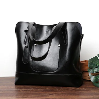 Роскошные женские сумки, дизайнерские сумки из натуральной кожи с масляным воском, Женская винтажная сумка на плечо, повседневные сумки-мессенджеры, коричневые сумки - Цвет: Black