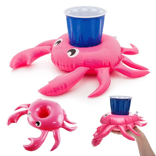 Mini Inflatable Crab Floating Cup Holder Pool Drink Holders Swim Ring