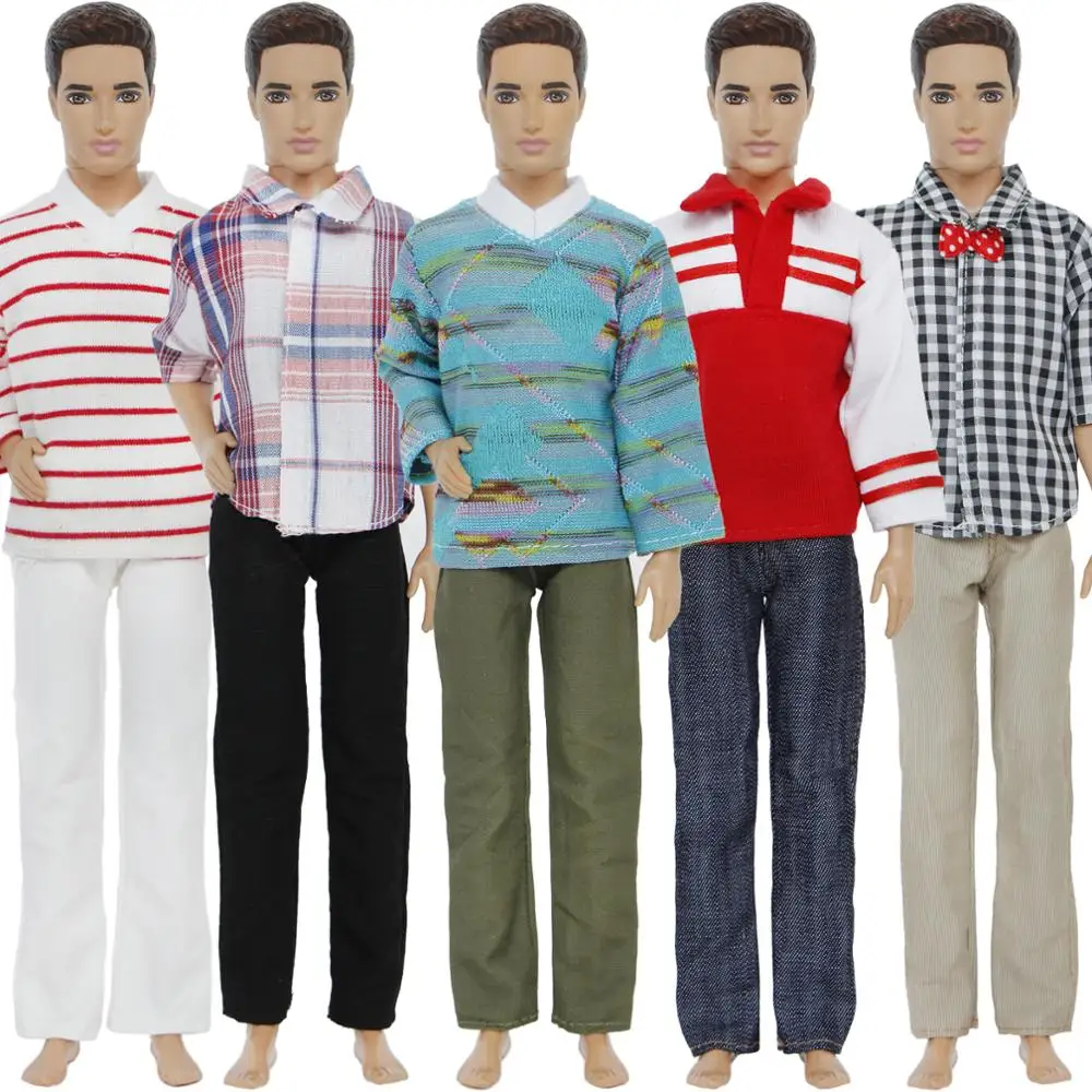 

Fashion 5 Sets/Lot Men Outfit Daily Casual Wear Mixed Style Clothes For Barbie Ken Doll Accessories Dollhouse Kids Gifts Gift