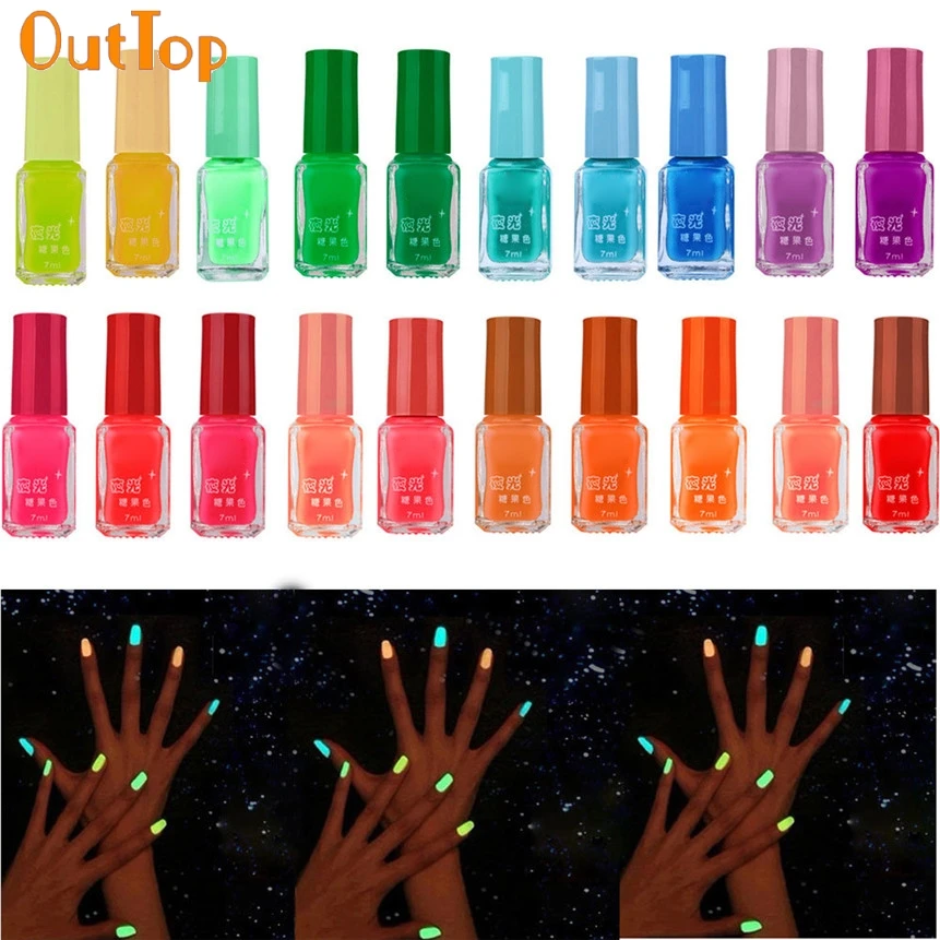 OutTop Nail Polish 20 Color Fluorescent Neon Luminous Gel Nail Art