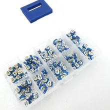 100PCS/LOT RM063 Vertical Adjustable Resistor Kit In Box 500 ohm-1M ohm 10 Values *10PCS Multiturn Trimmer Potentiometer Set