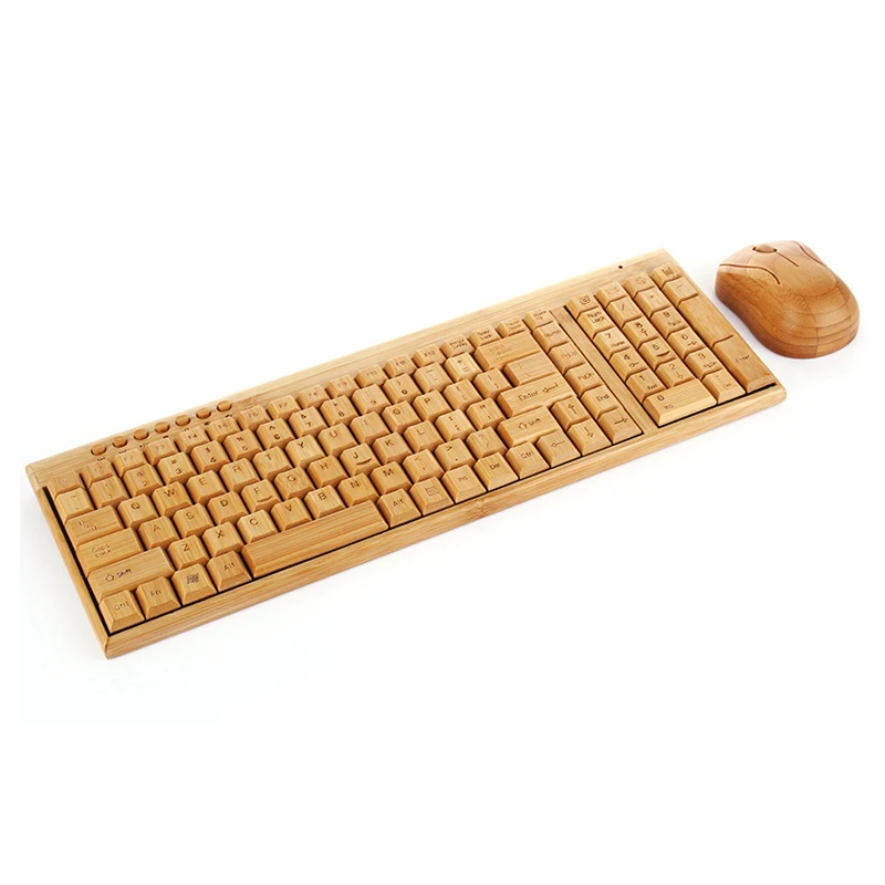 Ручная работа бамбук ПК Беспроводная клавиатура мышь-эко