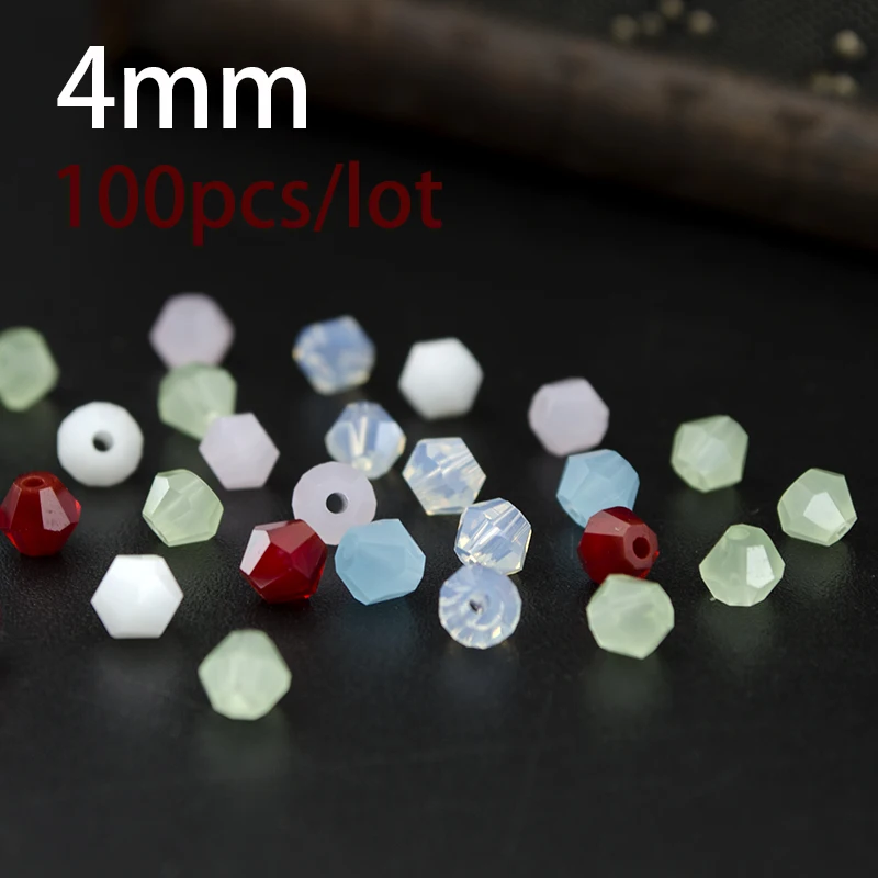 

2017 New Arrival 100pcs 4MM Rhombus Glass Beads Transparent , DIY Handmade Beads for DIY Apparel Sewing