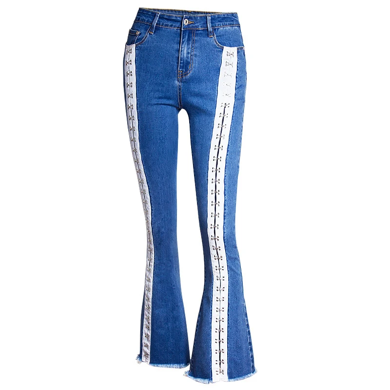 Новинка 2018 г. модные зимние женские на шнуровке Mom Jeans Для женщин Рваные джинсы для Для женщин обтягивающие джинсы женские Высокая Талия