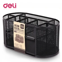Deli black multifunctional pen stand creative fashional pen holders office supplies pen pencil case storage box 8902 Pen Holder deli 9139 creative apple shape plastic pen holder green