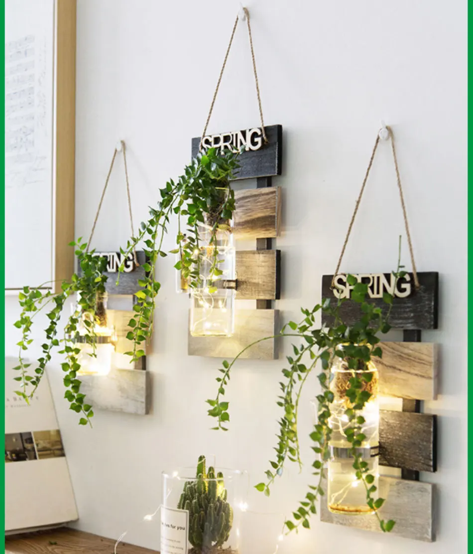 Wall Hanging Plant Pot Hydroponics Plant Glass Vase Indoor Garden Vertical Flower Pots Hanging Planter Home Decoration