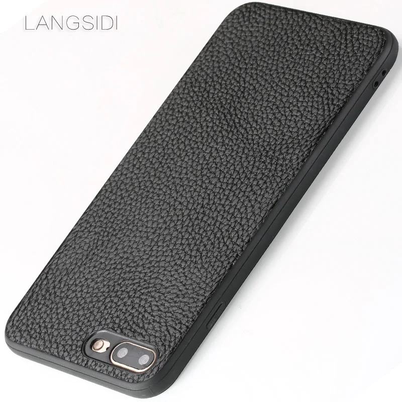 LANGSIDI Genuine Leather litchi grain For iphone xr case