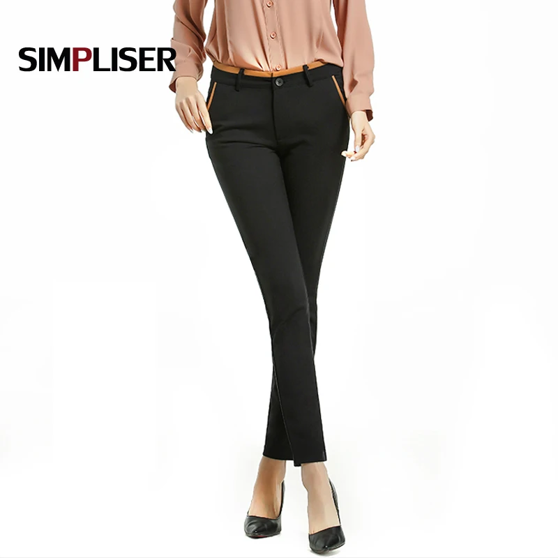 Femme Office Work Pant Formal Business Suit Trousers Women Black Khaki Ladies Pencil Pants Mid
